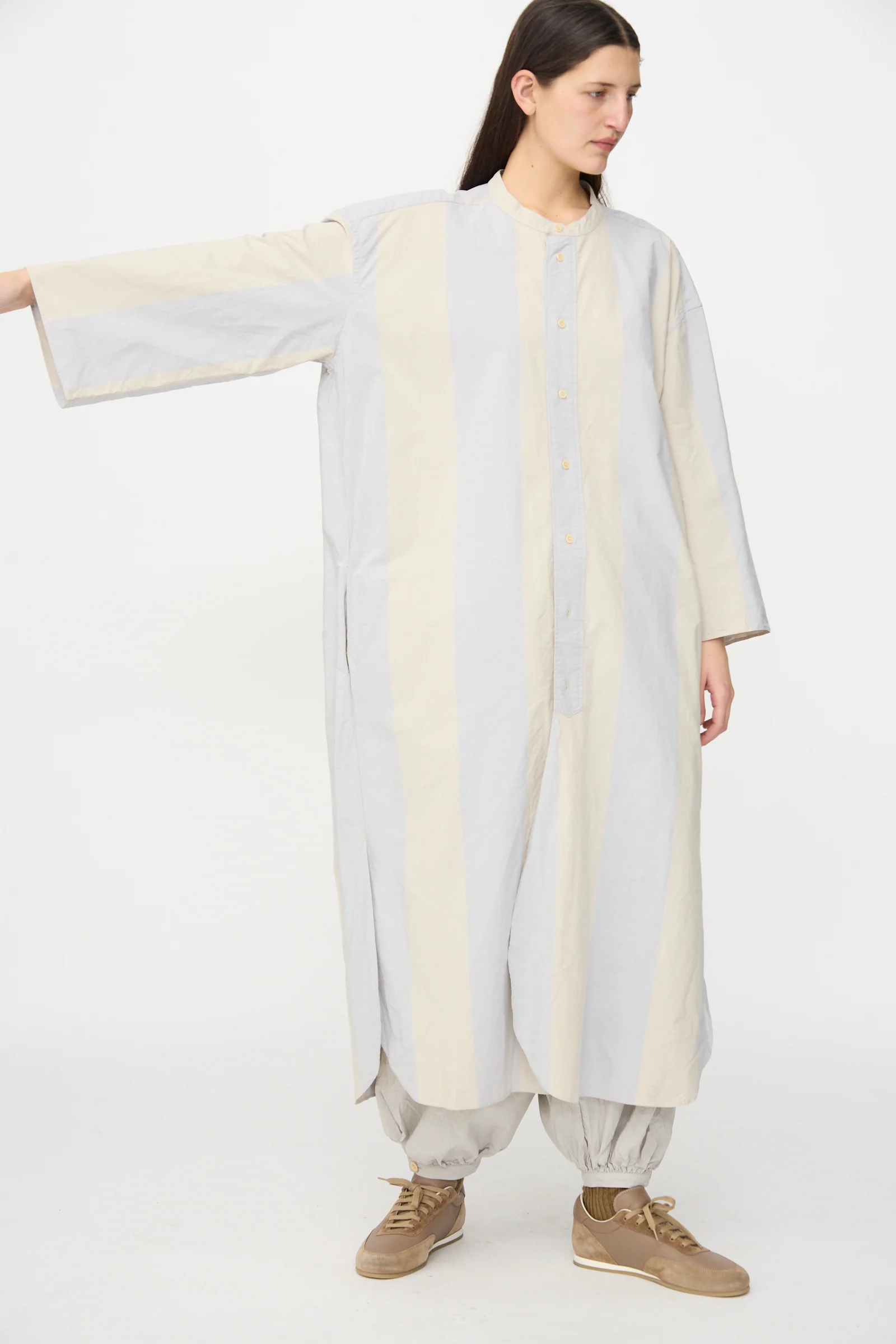 Shaman Shirtdress in Dusty Wide Stripe - Image 5