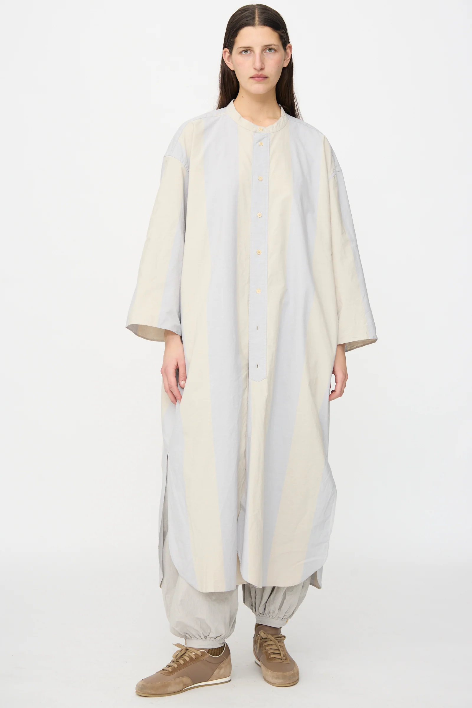 Shaman Shirtdress in Dusty Wide Stripe - Image 6