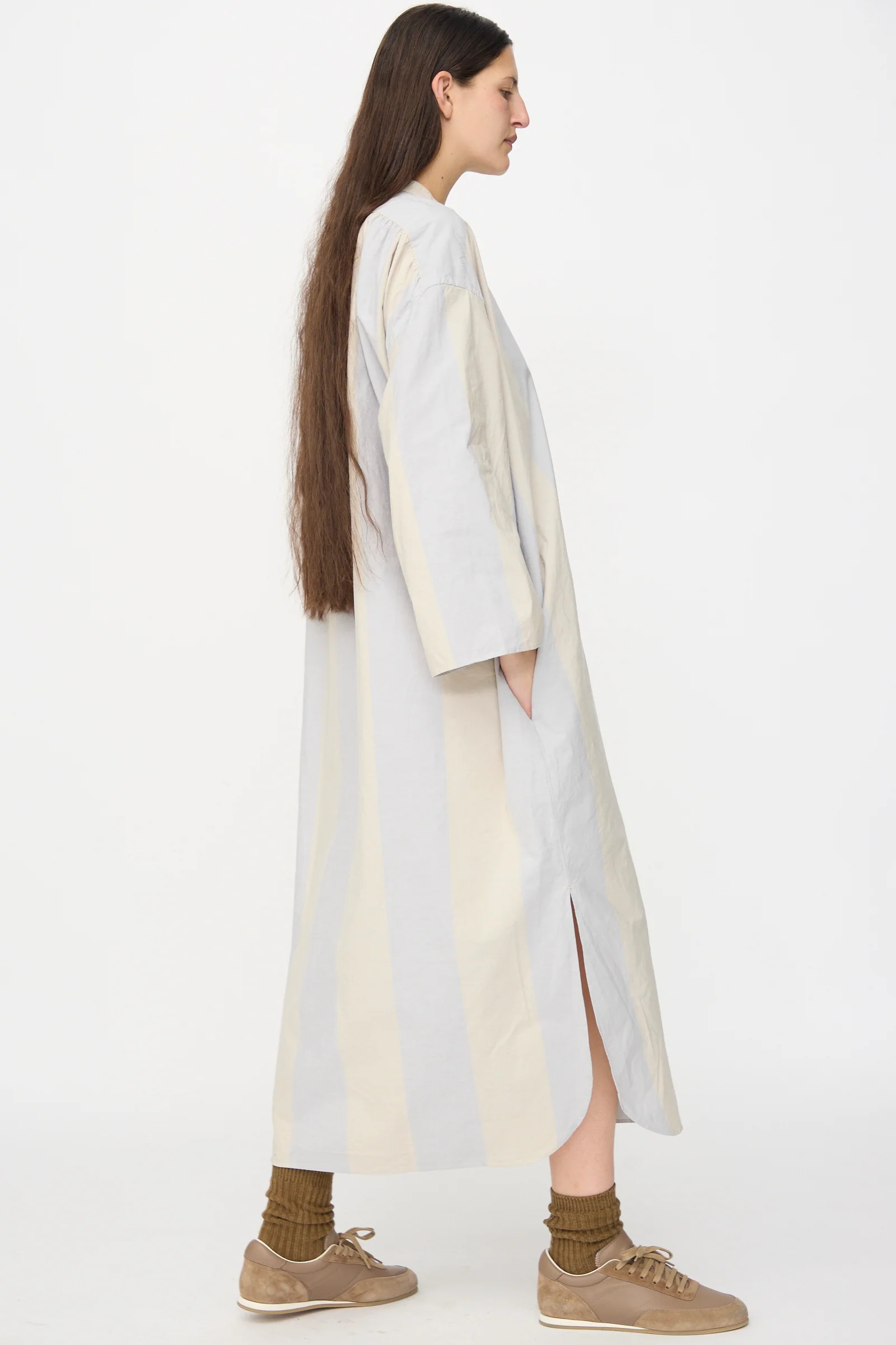 Shaman Shirtdress in Dusty Wide Stripe - Image 7