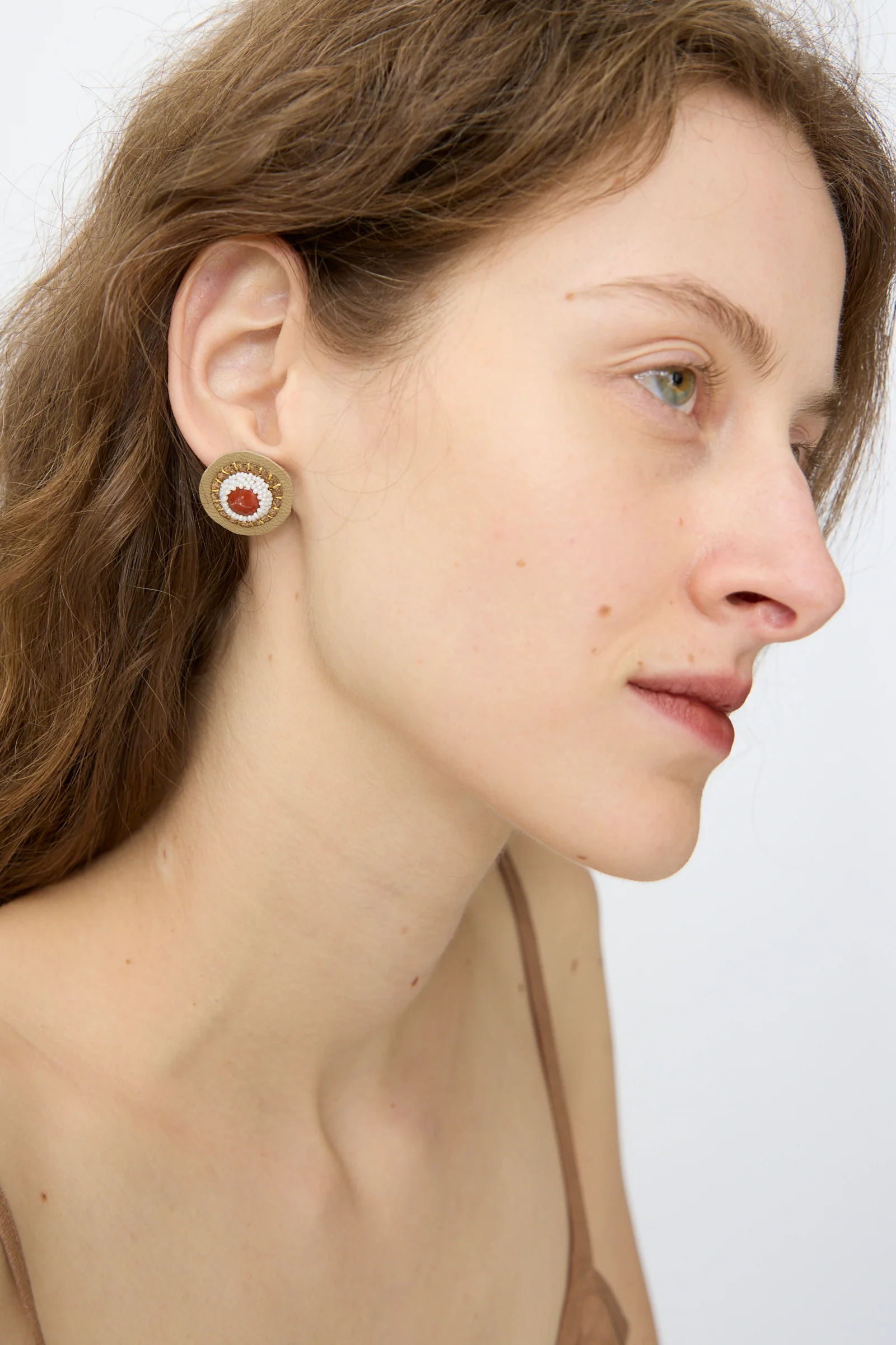 Stud Earrings in Red Jasper