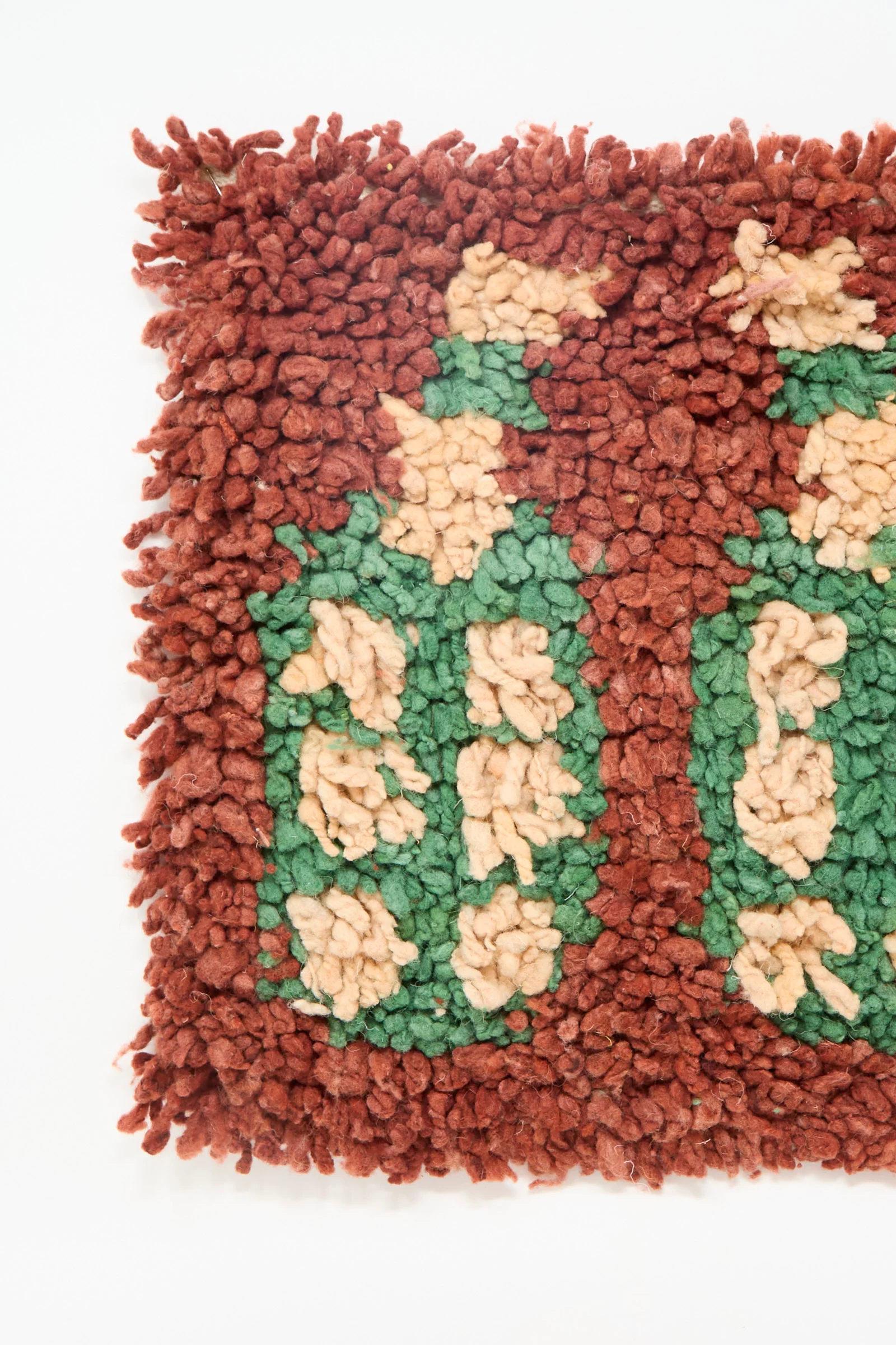 Chair Rug in Date Fruit - Dusty Red, Sweet Green and Coral - Image 2
