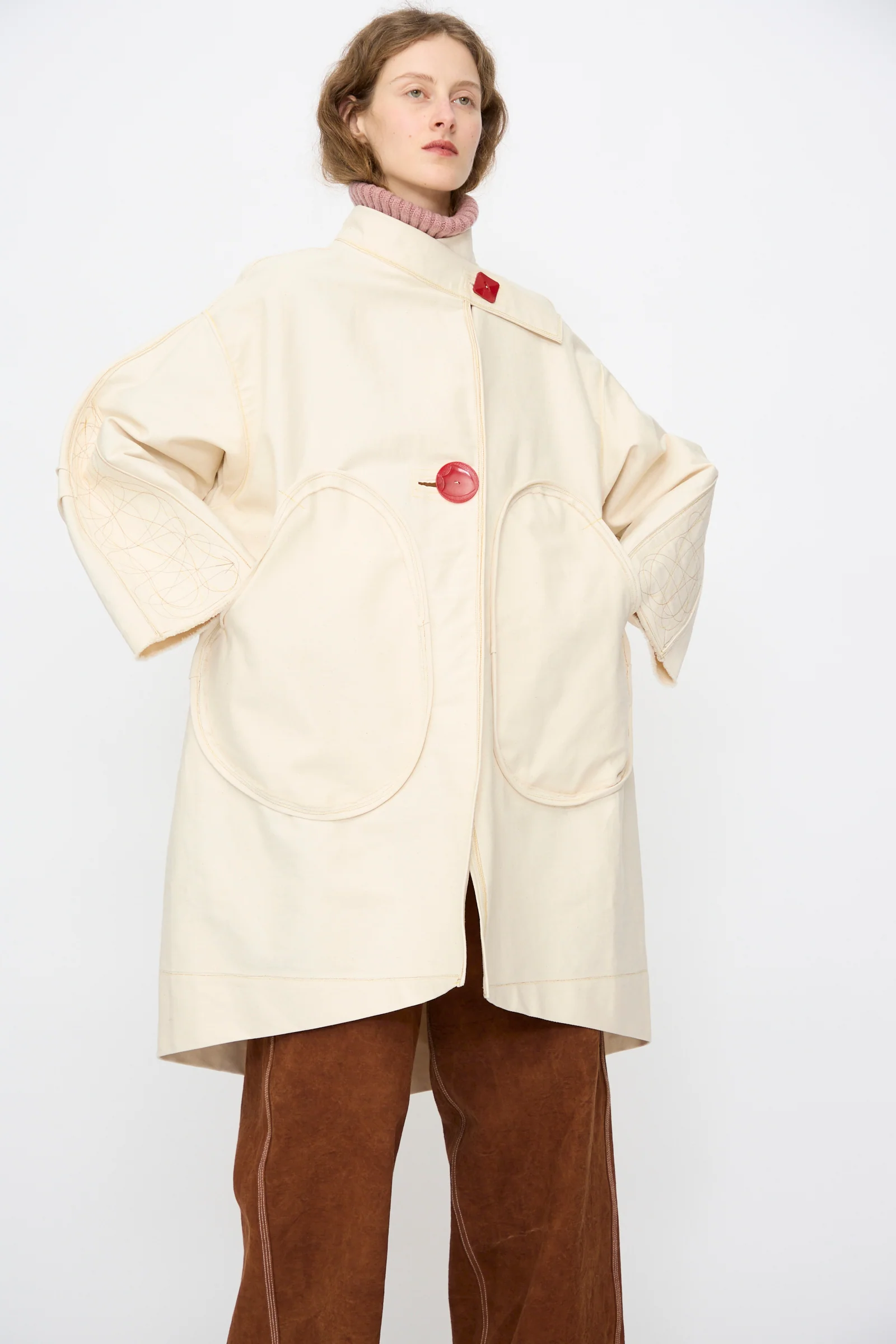 Denim Fishtail Parka in Ecru - Image 4