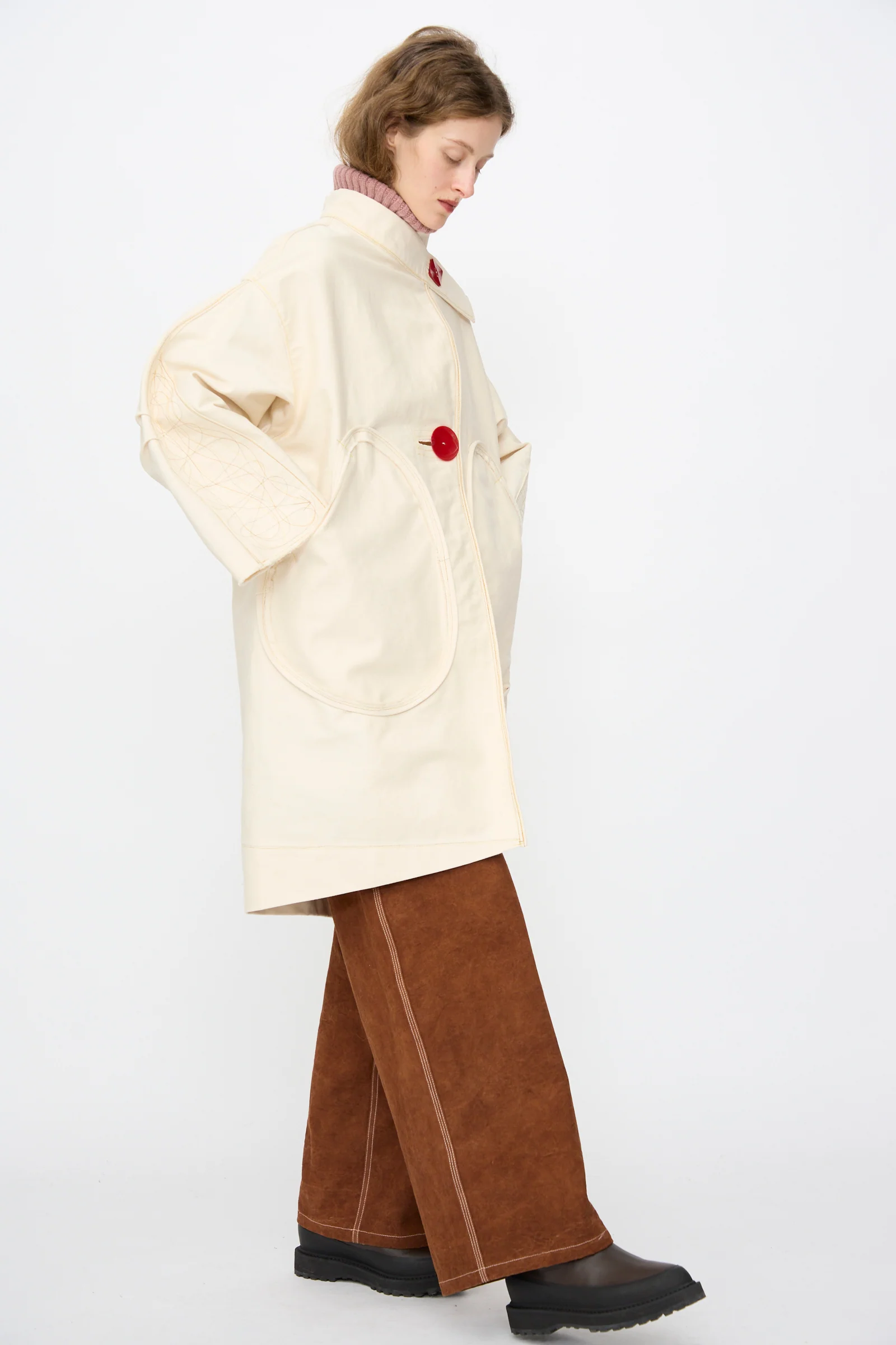 Denim Fishtail Parka in Ecru - Image 5