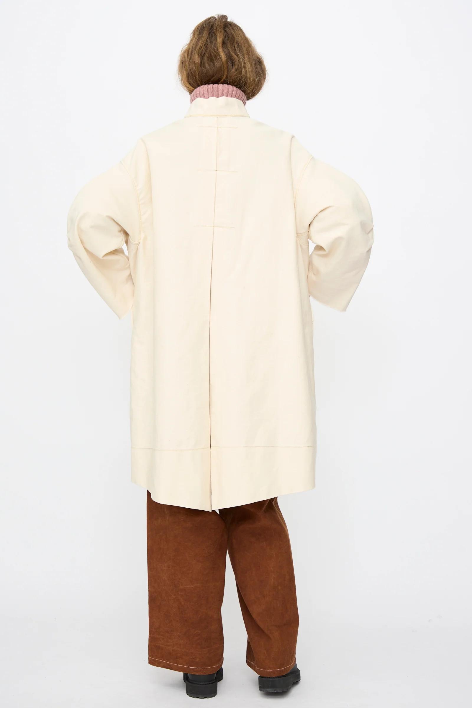 Denim Fishtail Parka in Ecru - Image 7