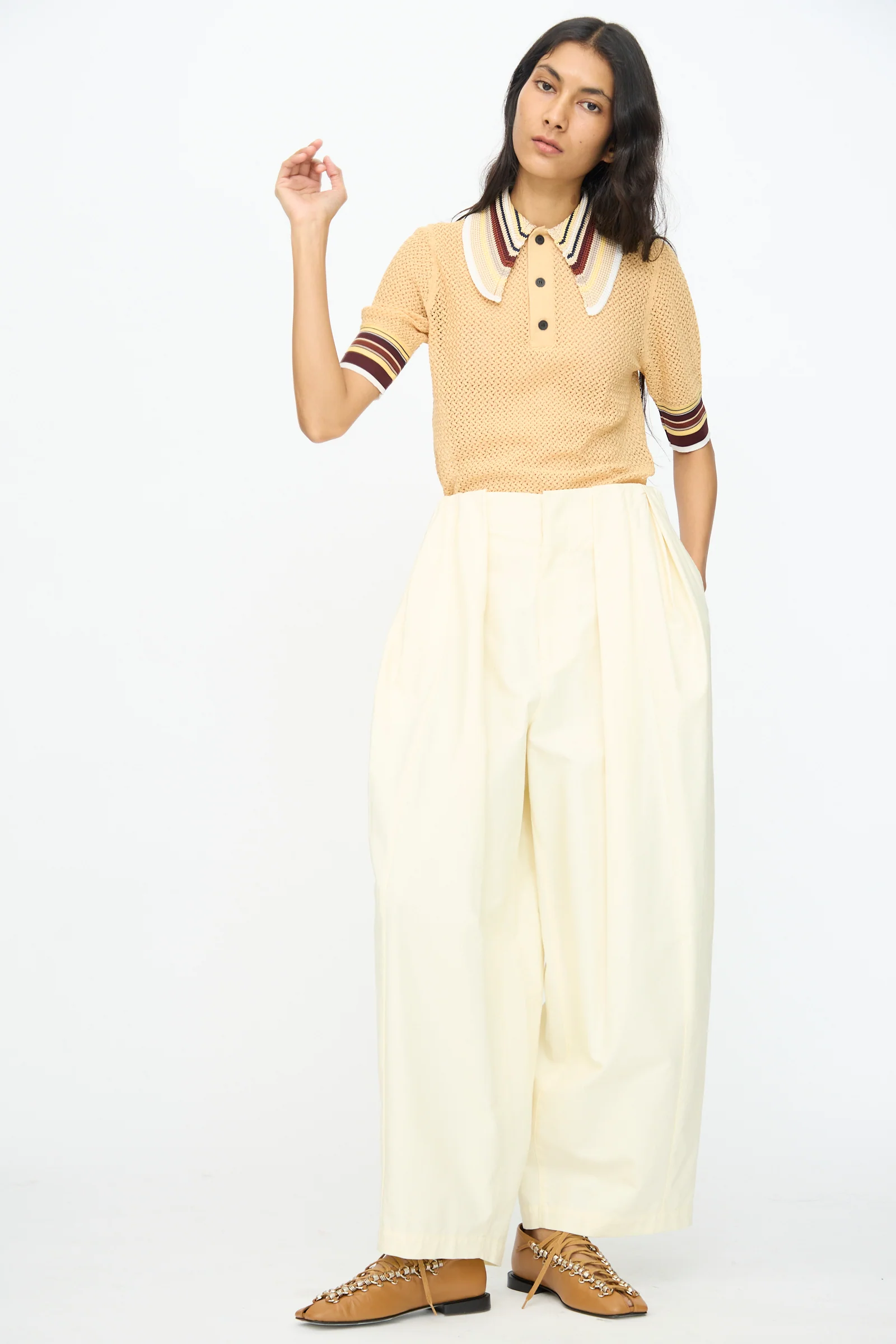 Cotton Ox Wide Pant in Off White - Image 4