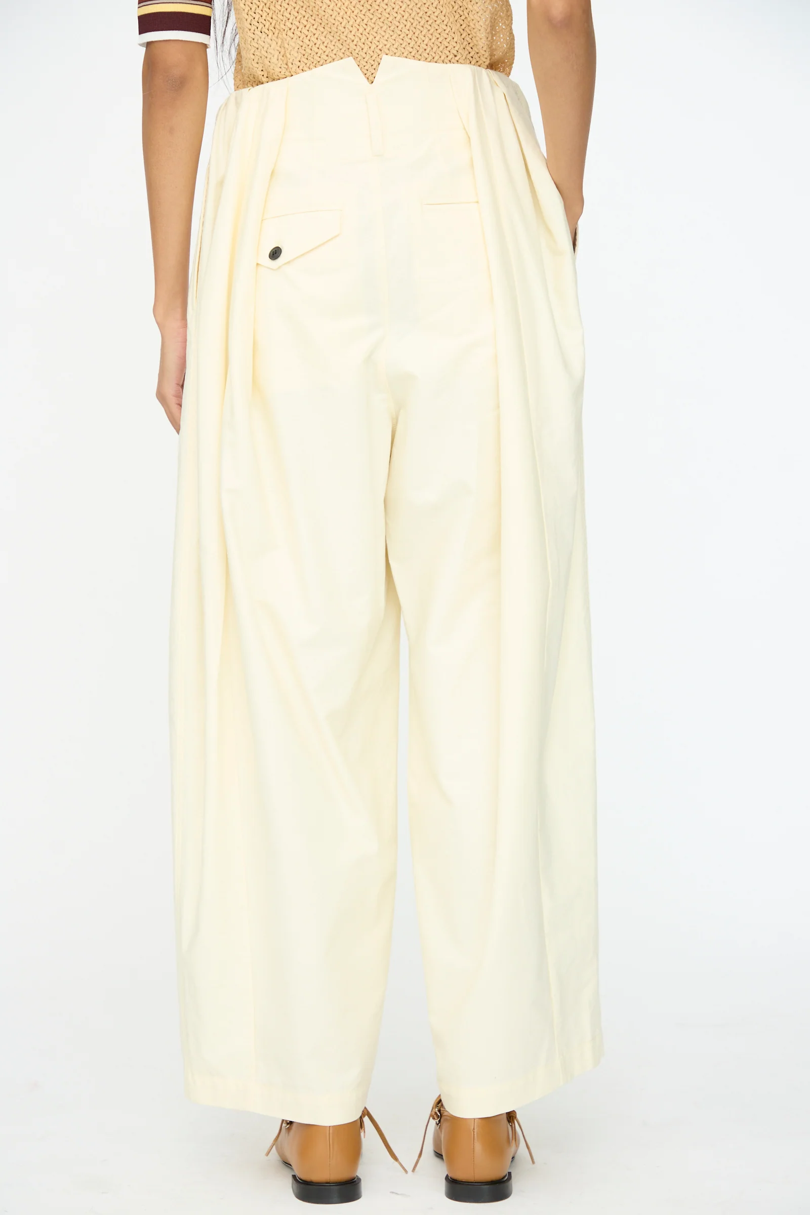 Cotton Ox Wide Pant in Off White - Image 6