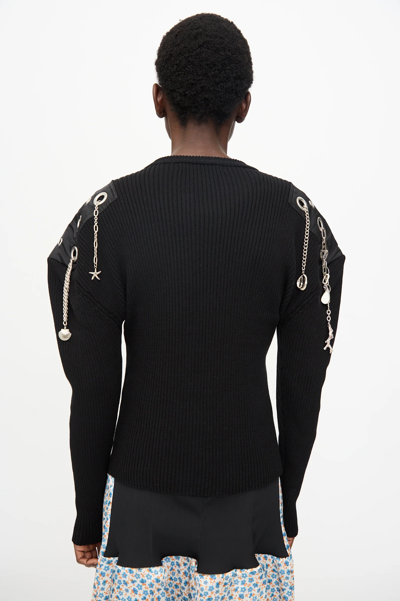Decoration Rib Knit Pullover in Black - Image 7