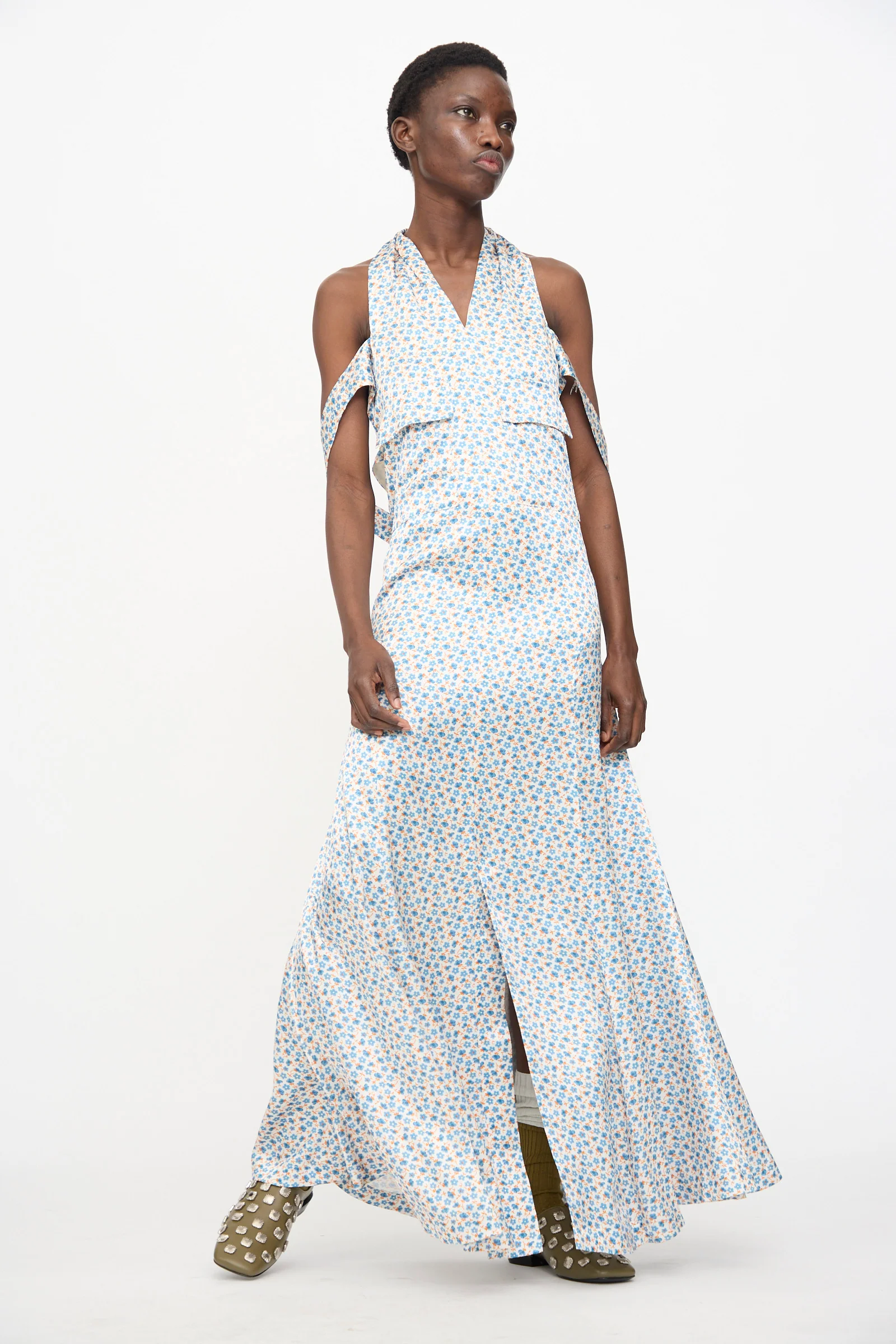 Flower Print Dress in White