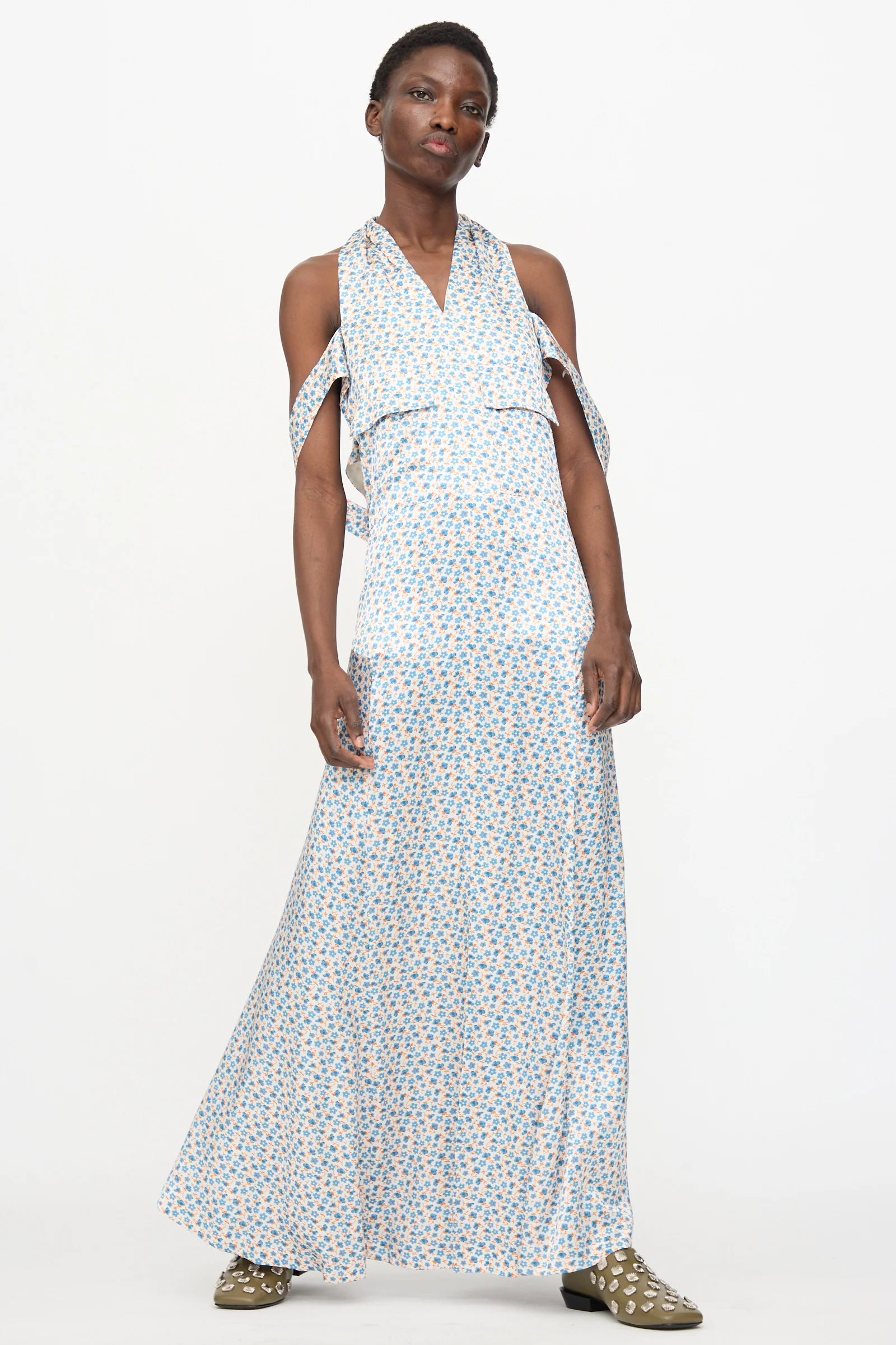 Flower Print Dress in White - Image 4