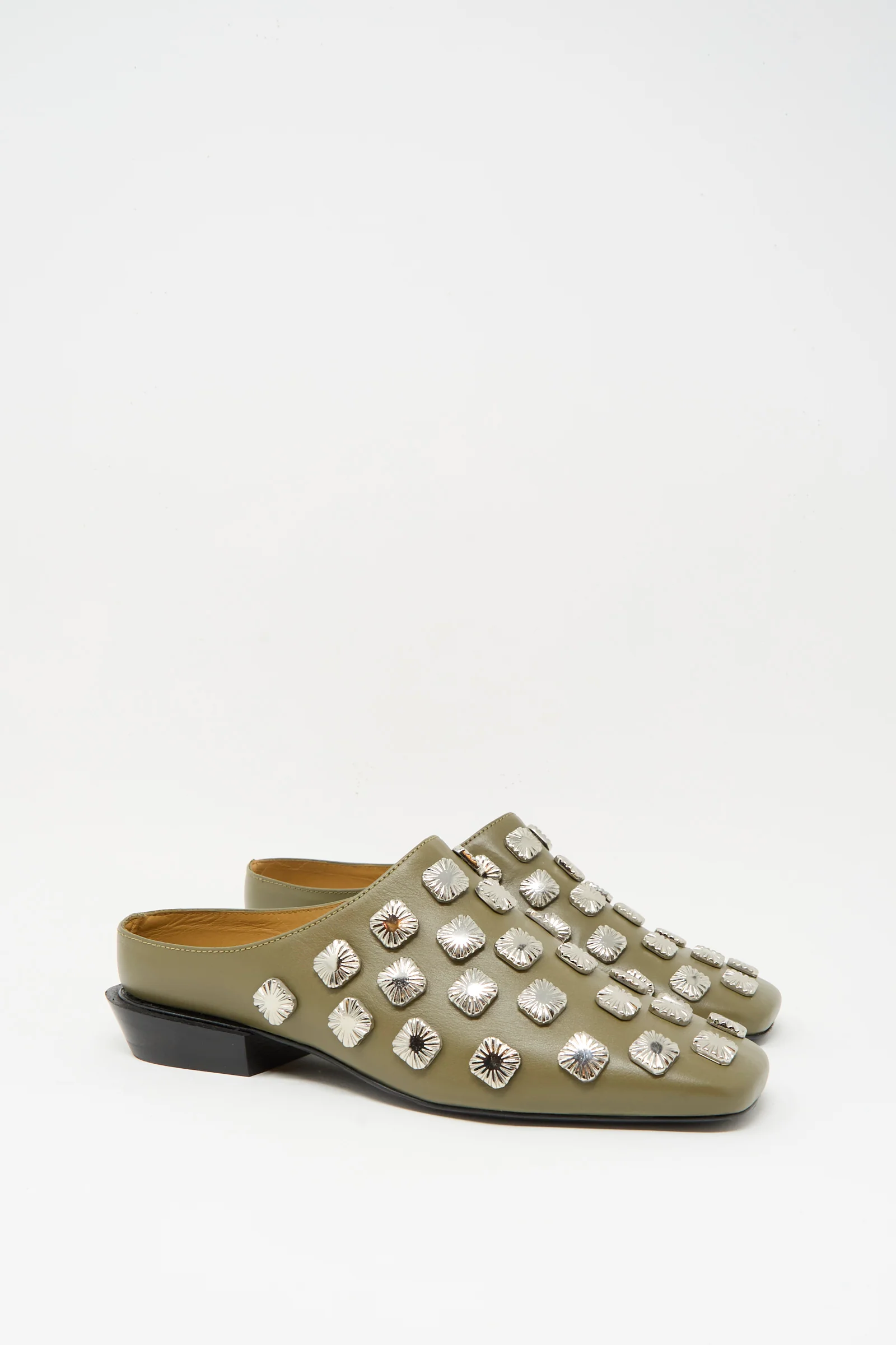 Leather Mule in Khaki