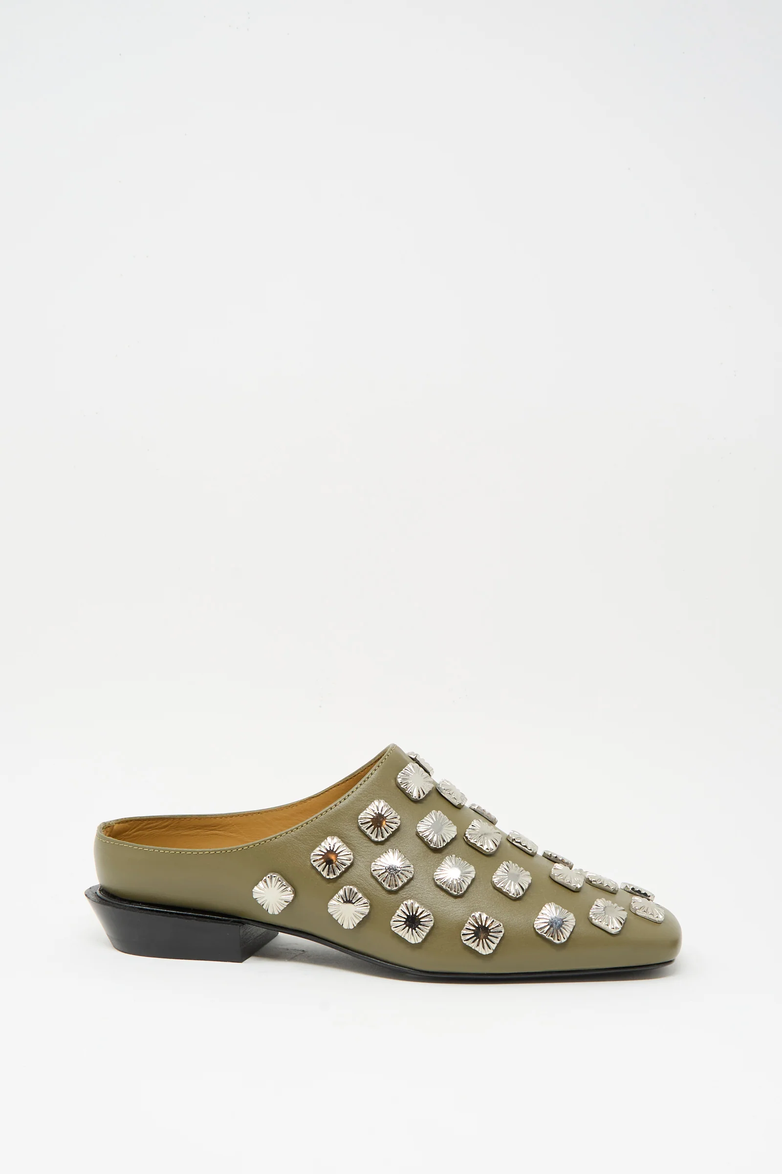 Leather Mule in Khaki - Image 2
