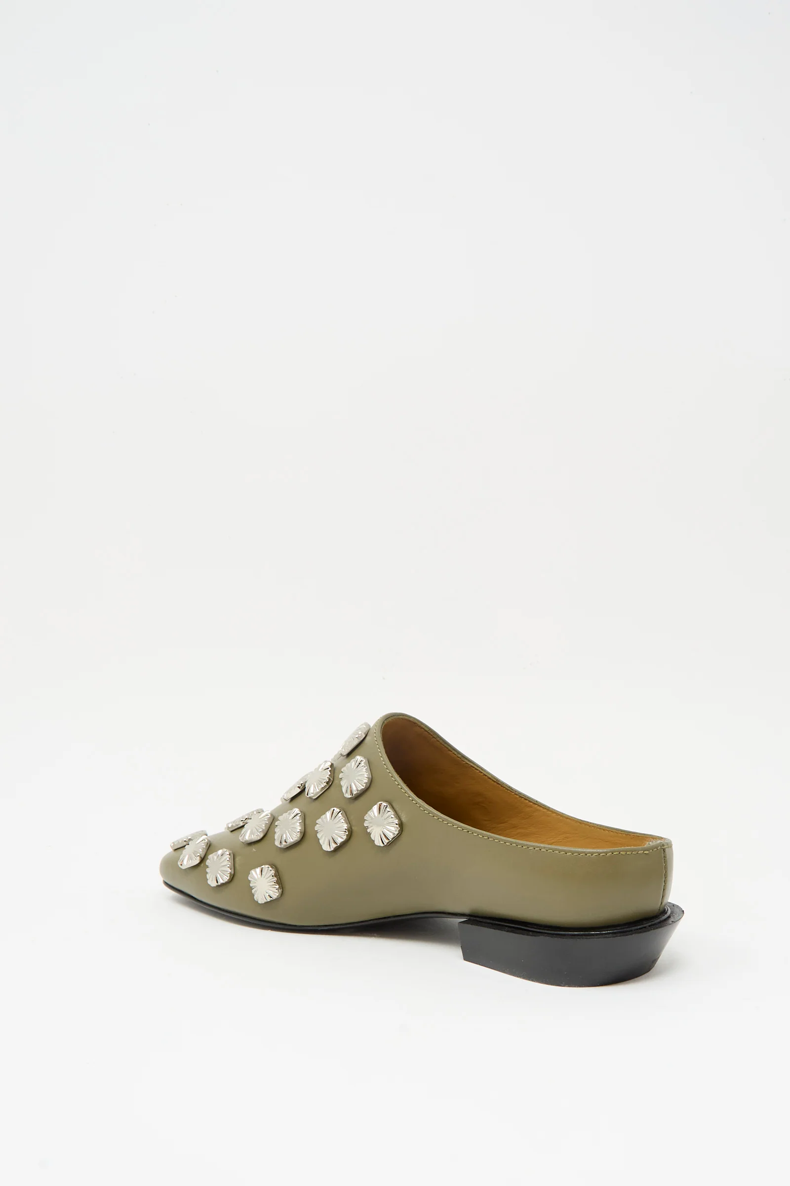 Leather Mule in Khaki - Image 3