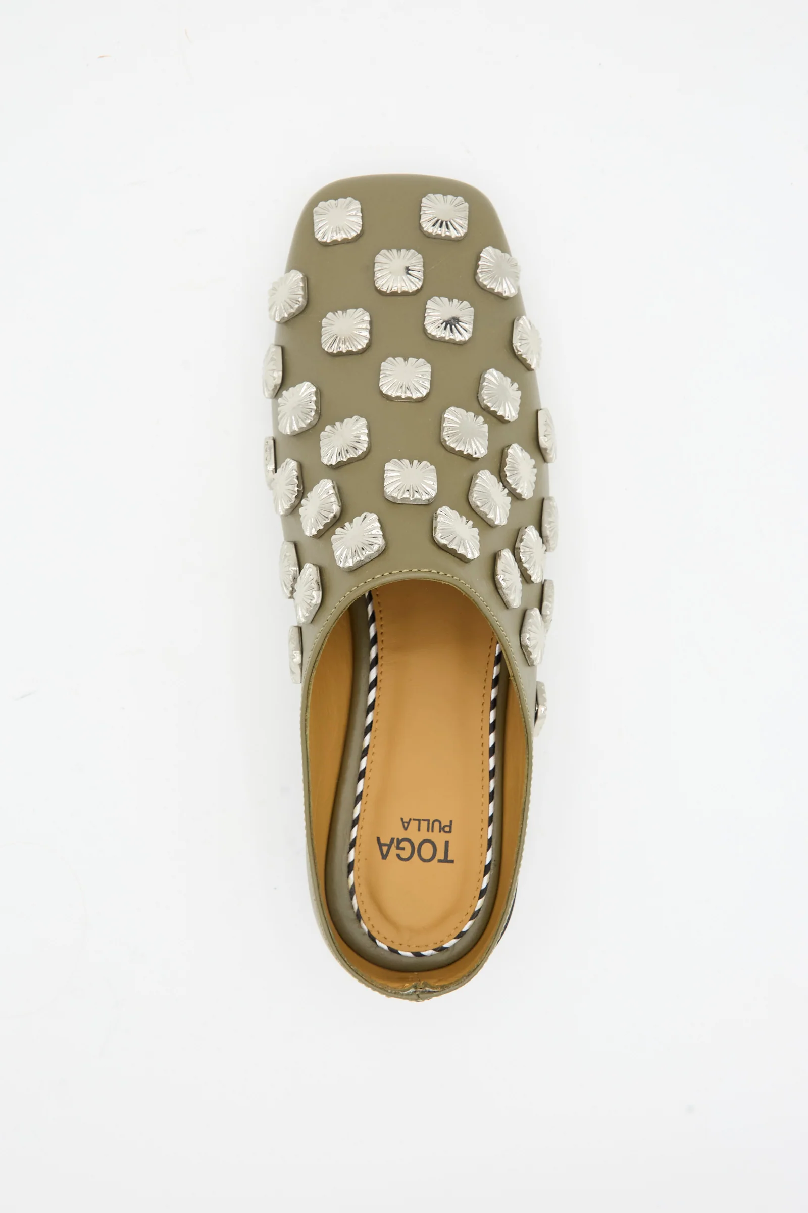 Leather Mule in Khaki - Image 4