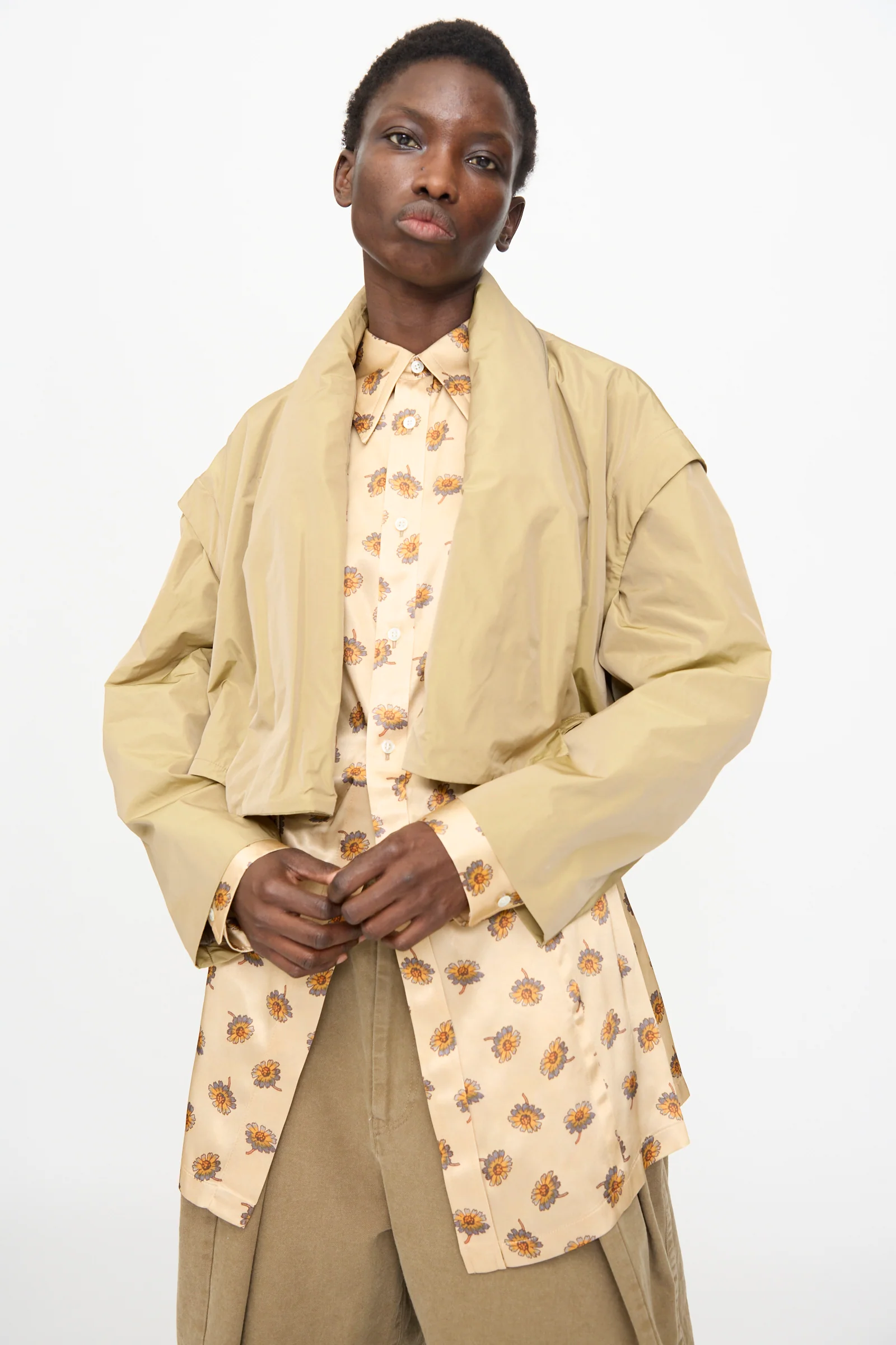 Memory Taffeta Jacket in Beige - Image 8