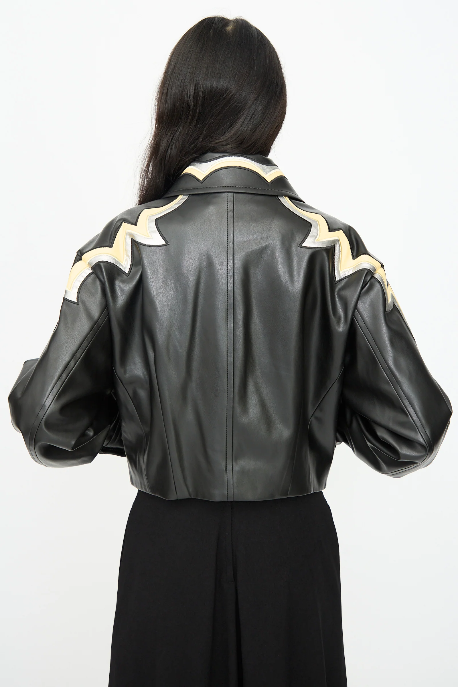 Synthetic Leather Jacket in Black - Image 6