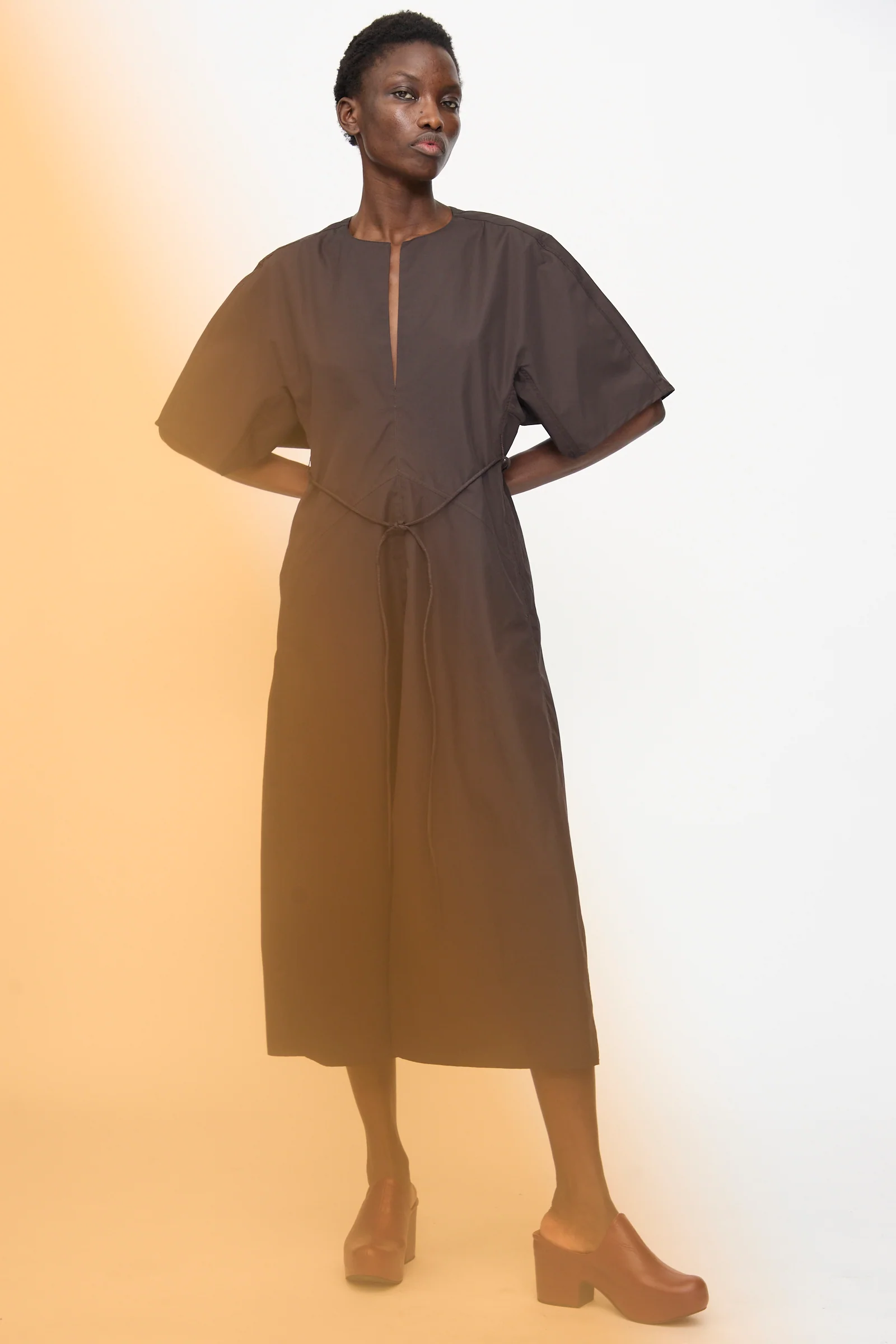 Belted Kimono Dress in Choco
