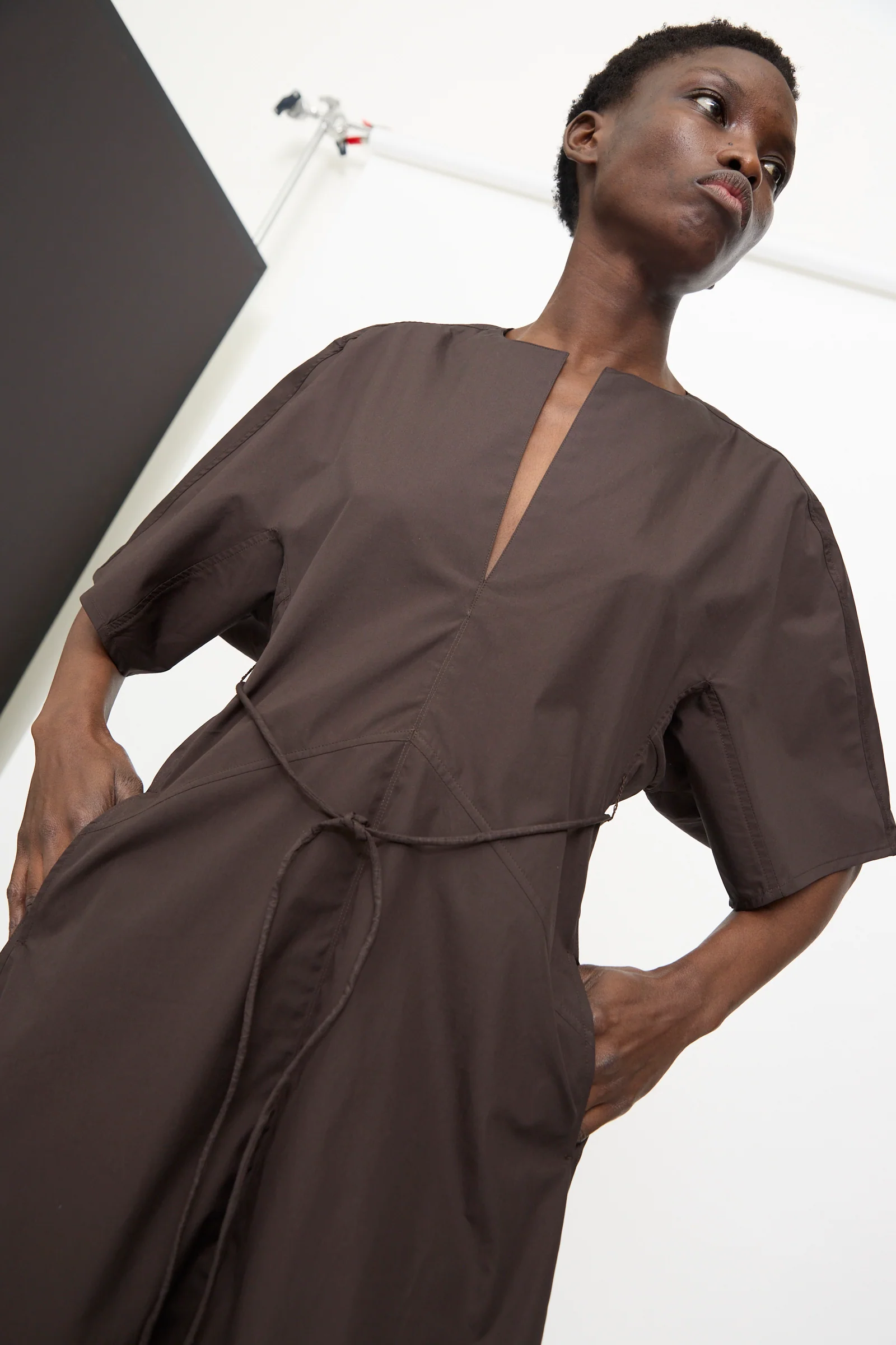 Belted Kimono Dress in Choco - Image 3