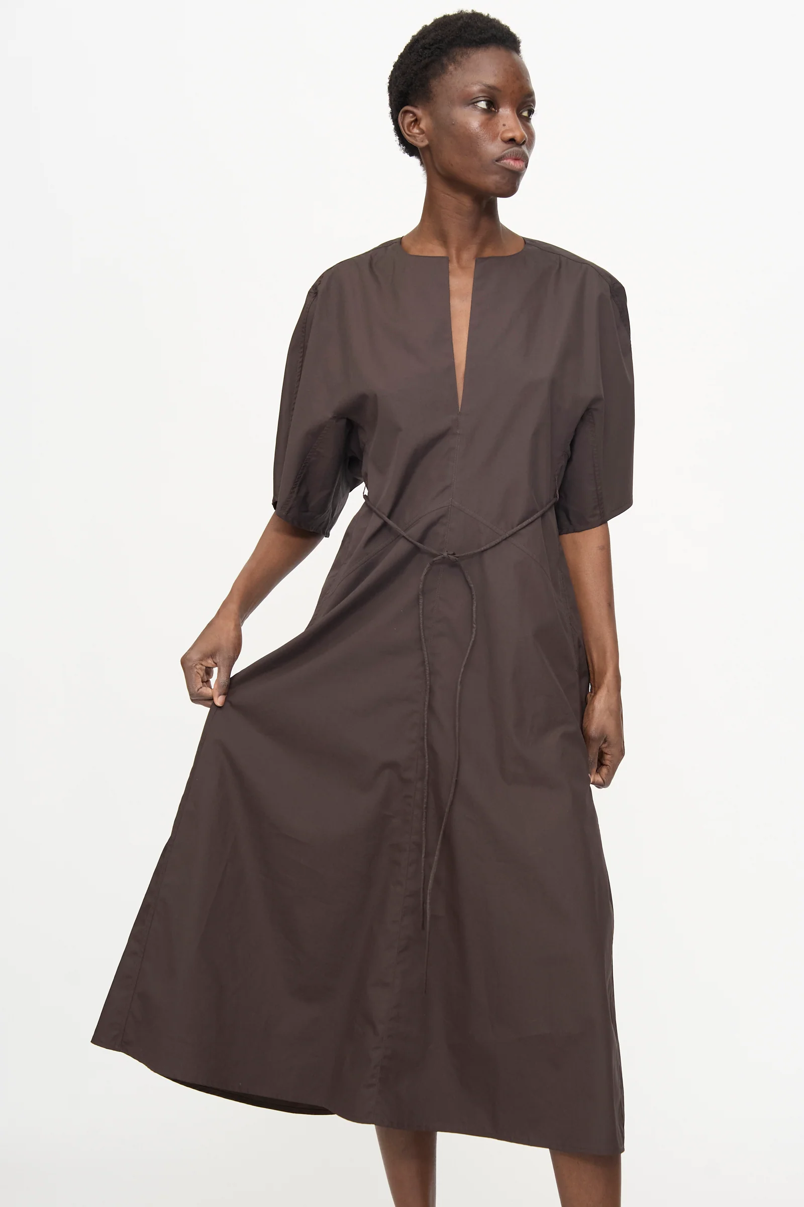Belted Kimono Dress in Choco - Image 4