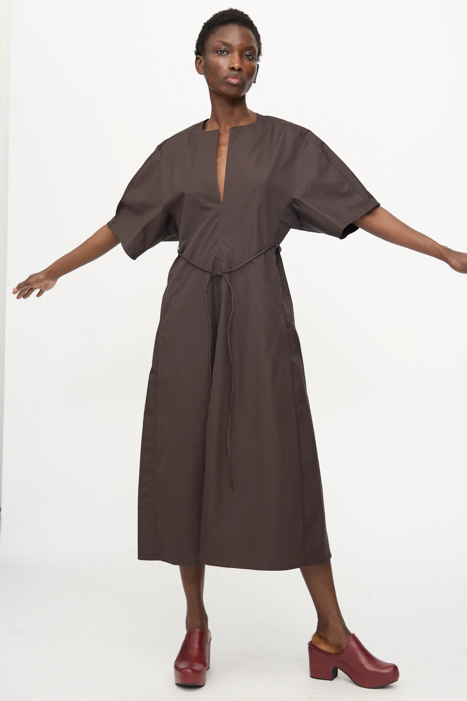 Belted Kimono Dress in Choco - Image 6