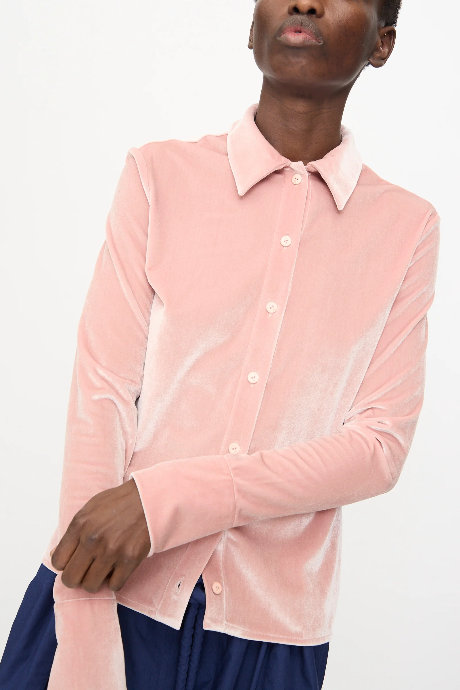 Velvet Classic Shirt in Blush - Image 4
