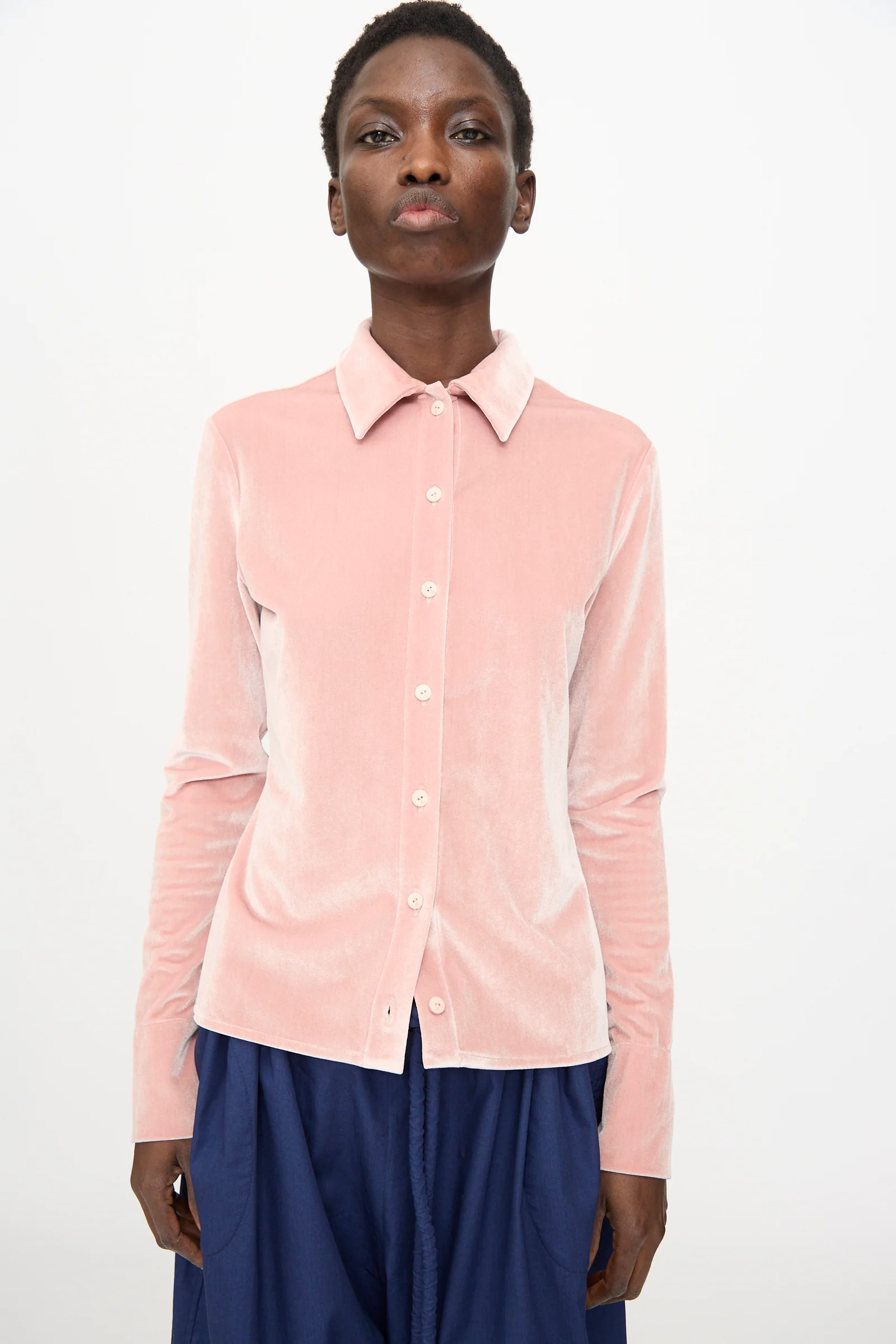 Velvet Classic Shirt in Blush - Image 5