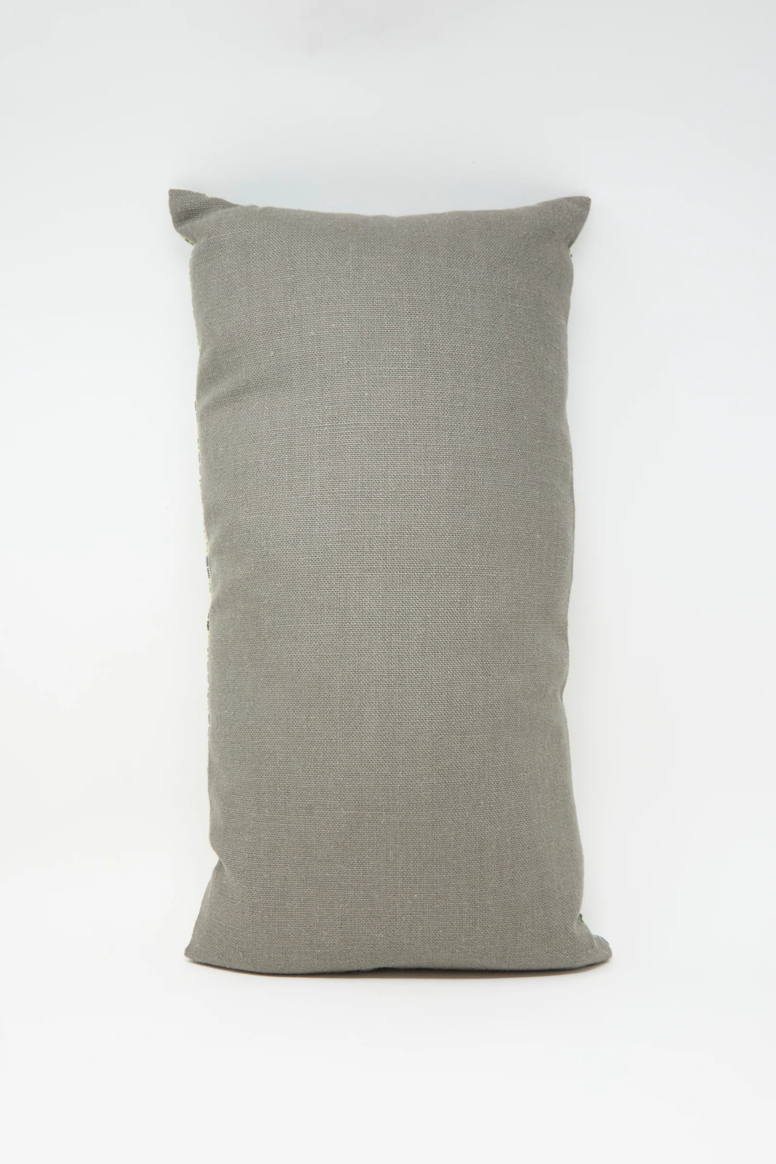 Yasmin Hand Embroidered Pillow in Olive and Slate - Image 4